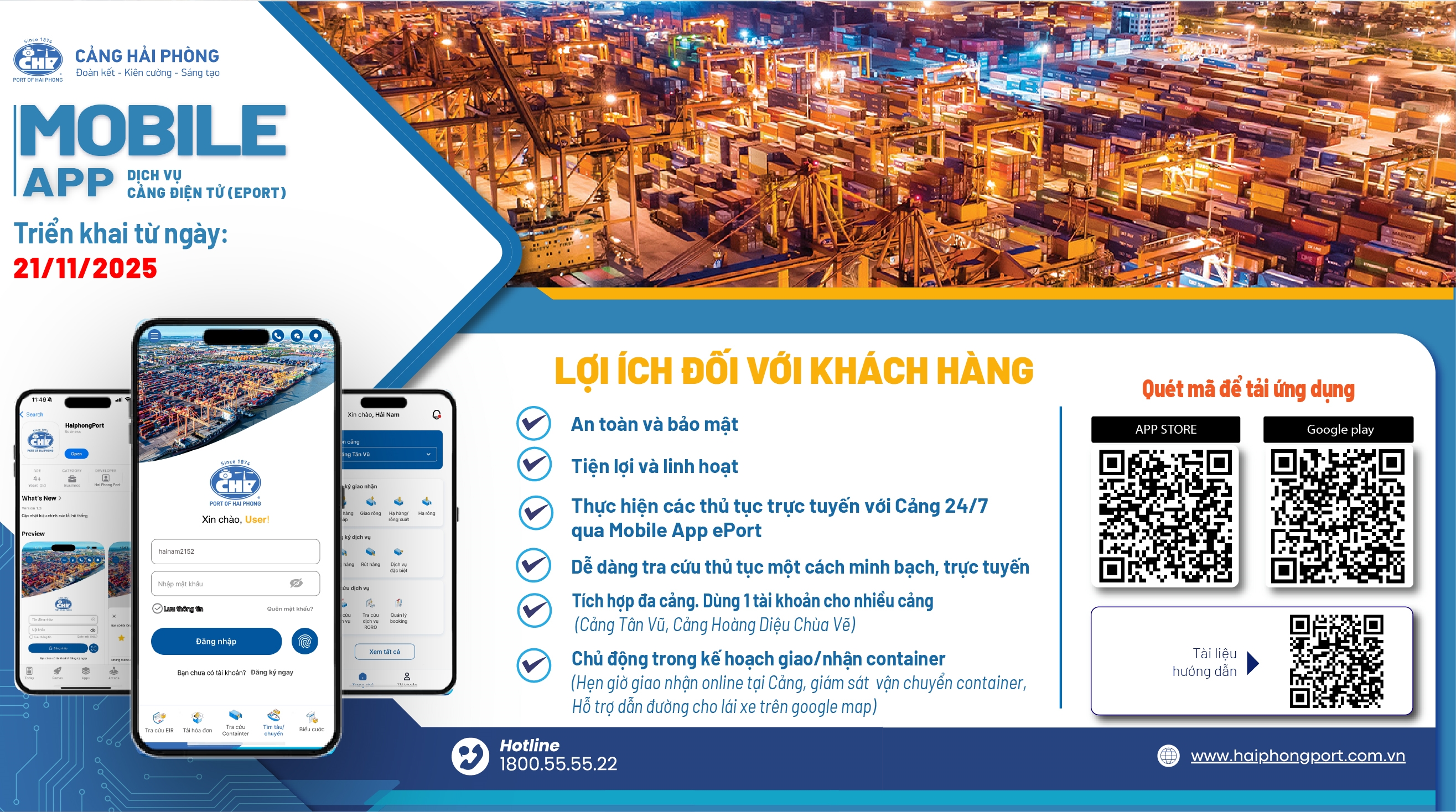Hướng dẫn "Tra cứu dịch vụ container" trên App HaiphongPort