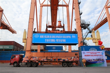 Cảng Hải Phòng đón tuyến dịch vụ thứ 4 của hãng tàu COSCO khai thác tại Chi nhánh Cảng Tân Vũ