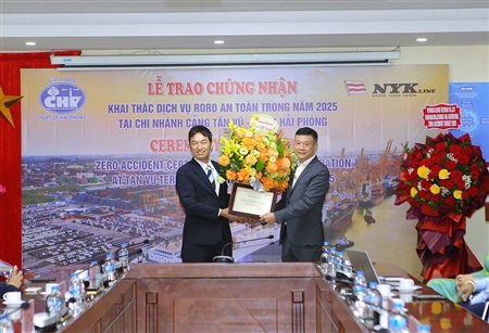 Chi nhánh Cảng Tân Vũ được hãng tàu NYK Line trao chứng nhận “Zero Accident 2025”
